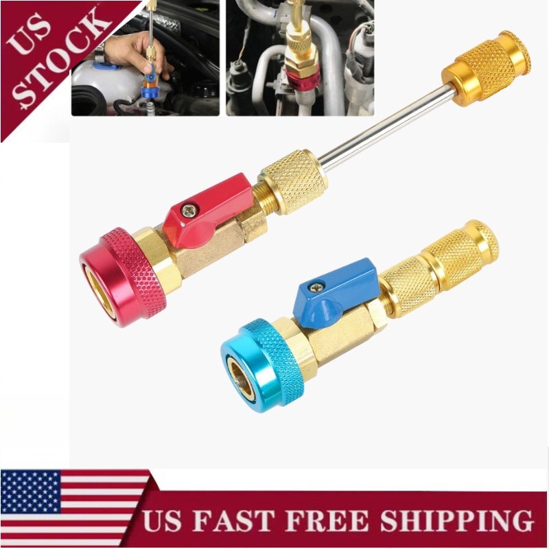 2PCS A/C Car Air Conditioning 1/4" SAE Valve Core Needle Replace Tools kit