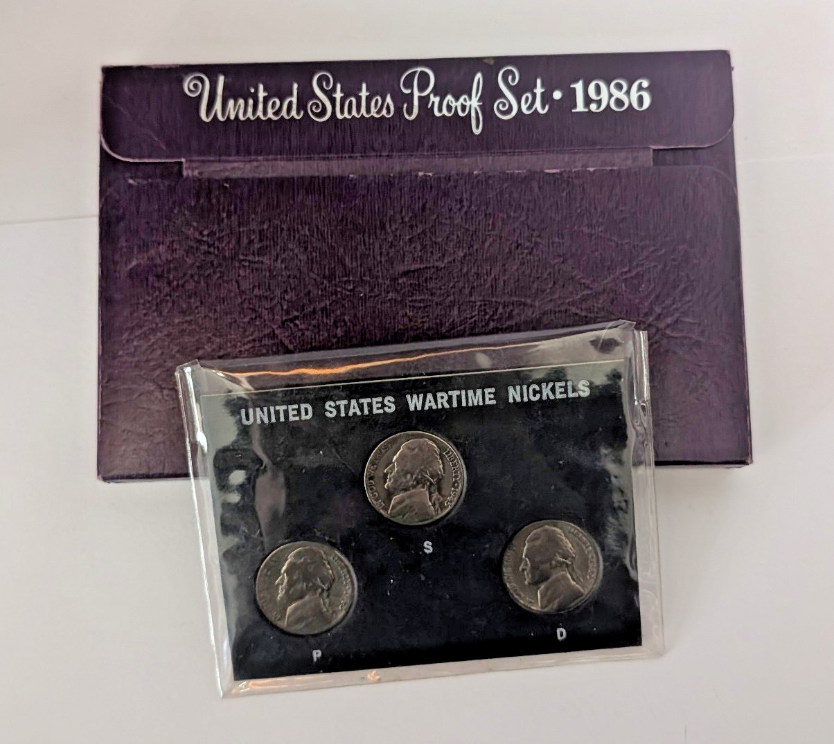 1986 US Mint Proof Coin Set Original Box AND 3pc Silver Wartime Nickel Trio Lot