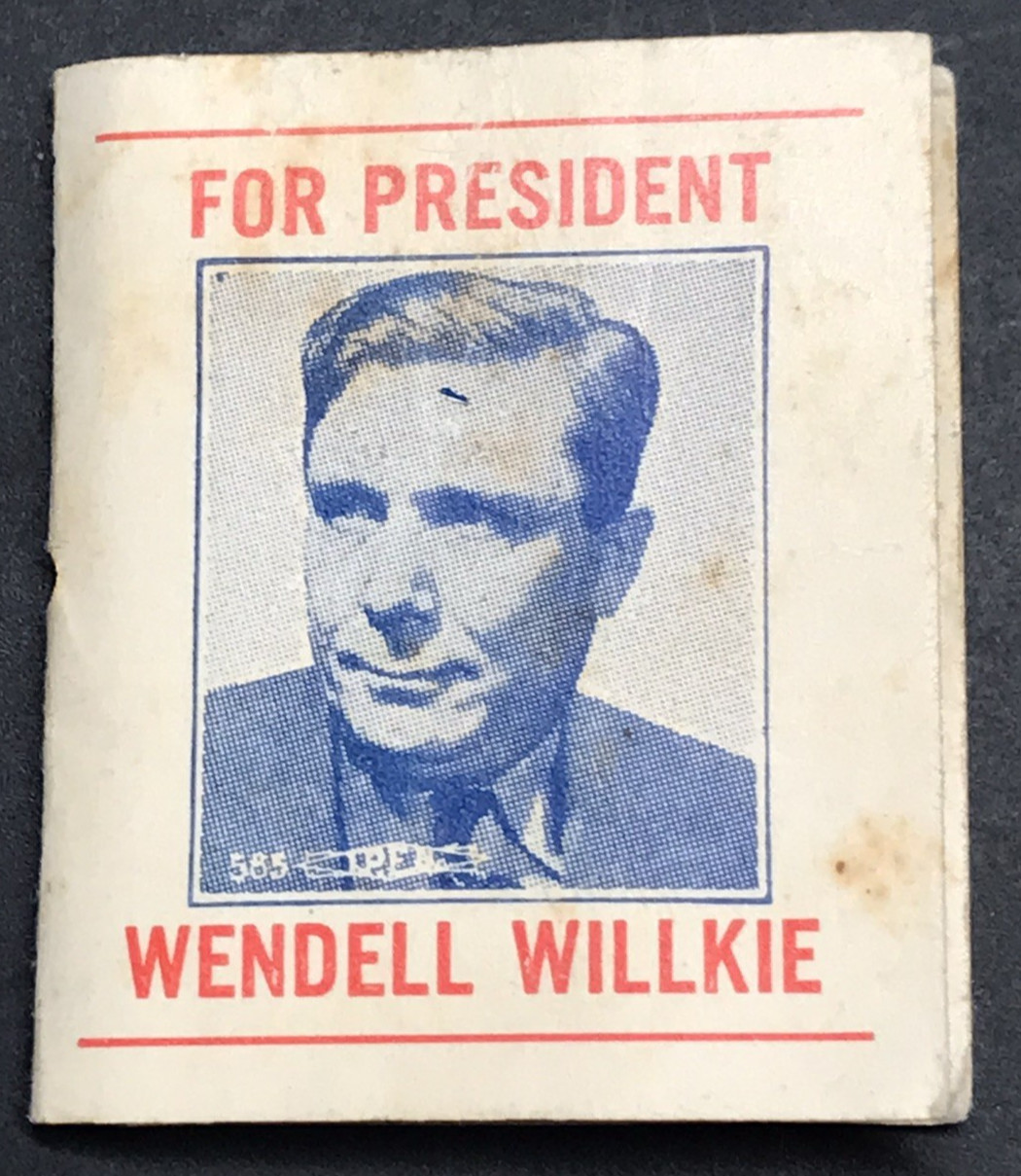1940 Wendell Willkie Presidential Candidate Pullmatch Matchbook Used 9 Unstruck