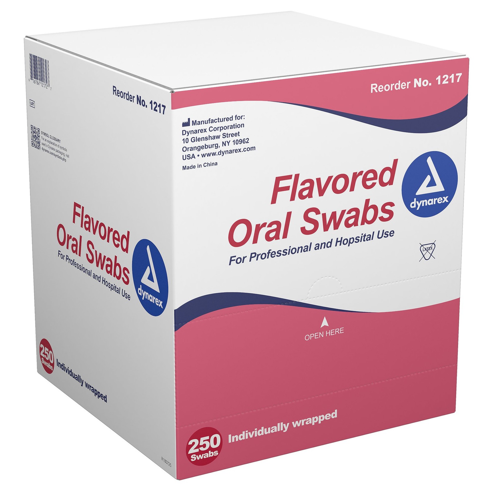 Dynarex 3-1/2 Inch Length Oral Swab with Pink Foam Tip 1217 250 Ct
