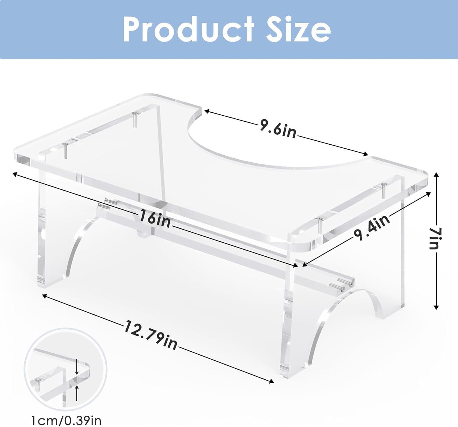 Acrylic Toilet Stool Adults,7 Inch Acrylic Squatting Potty Stool Poop Clear