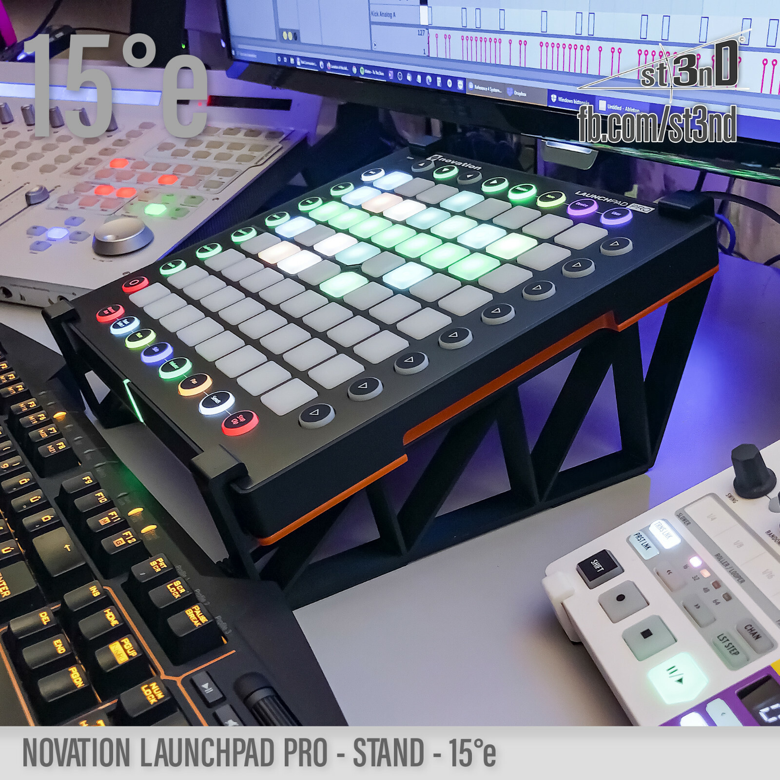 NOVATION LAUNCHPAD PRO - elevated desktop STAND with 15 degrees tilt, 3D printed