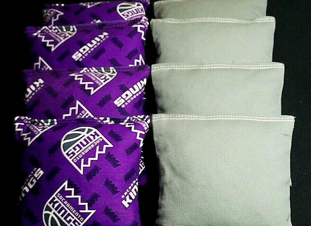 SACRAMENTO KINGS CORNHOLE  BAGS Baggo Toss Game NBA 8 Top Quality Handmade Bags!