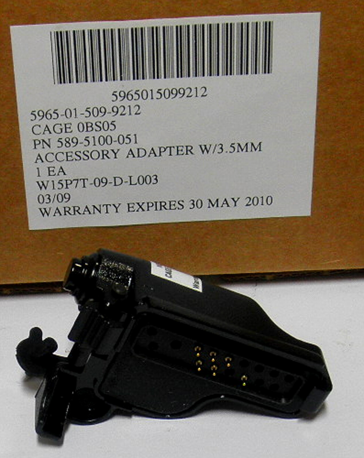 589-5100-051 5965-01-509-9212 Qty 1 EF Johnson Accessory Adapter