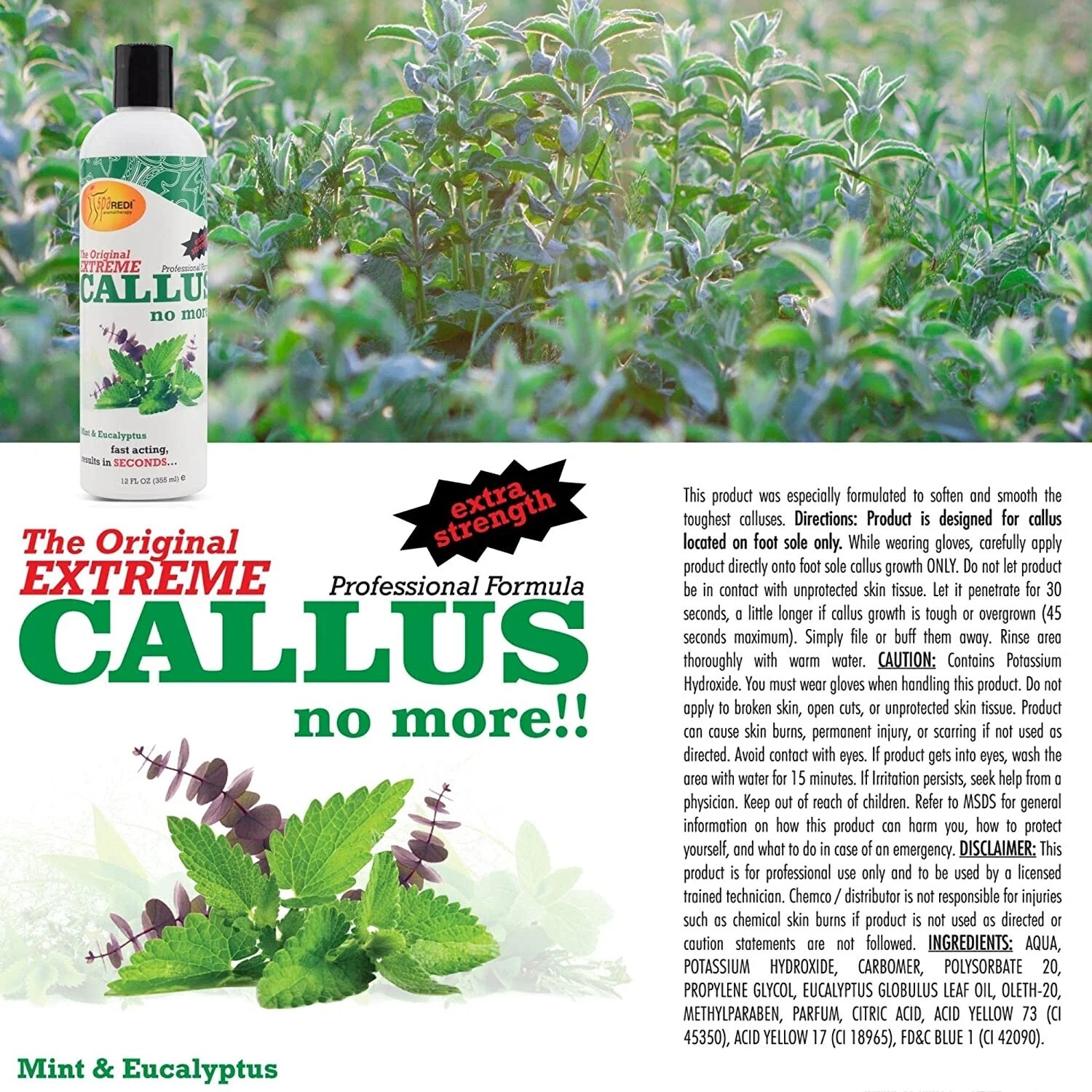 Spa Redi Callus Remover Mint & Eucalyptus 12 Oz