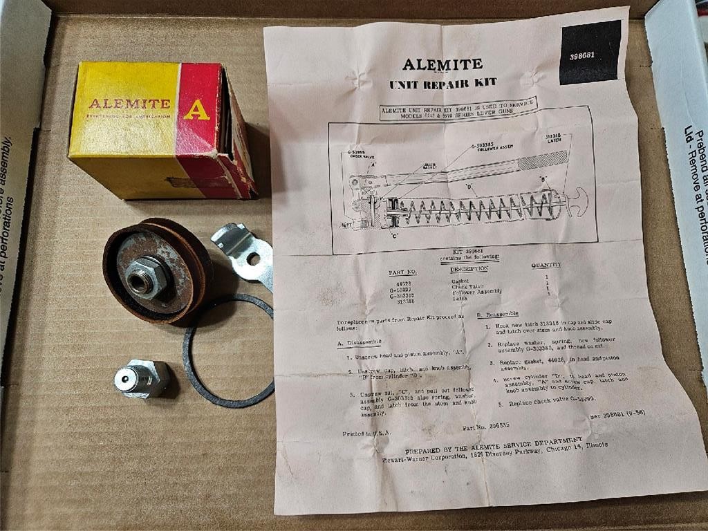 NOS Alemite 398681 Repair Kit For 6243 & 6679 Lever Grease Guns w/ Instructions