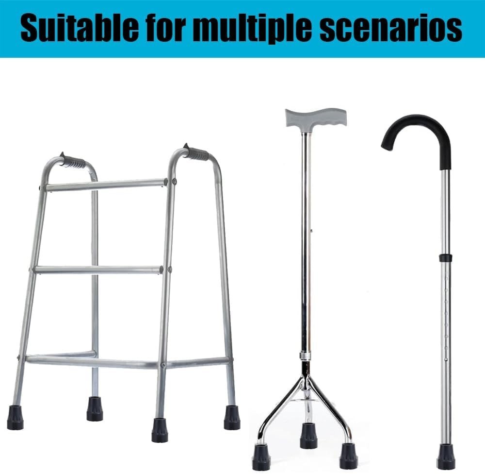 Safe and Sturdy 3/4” Cane Tips - Rubber Replacement Set with Shock Absorption