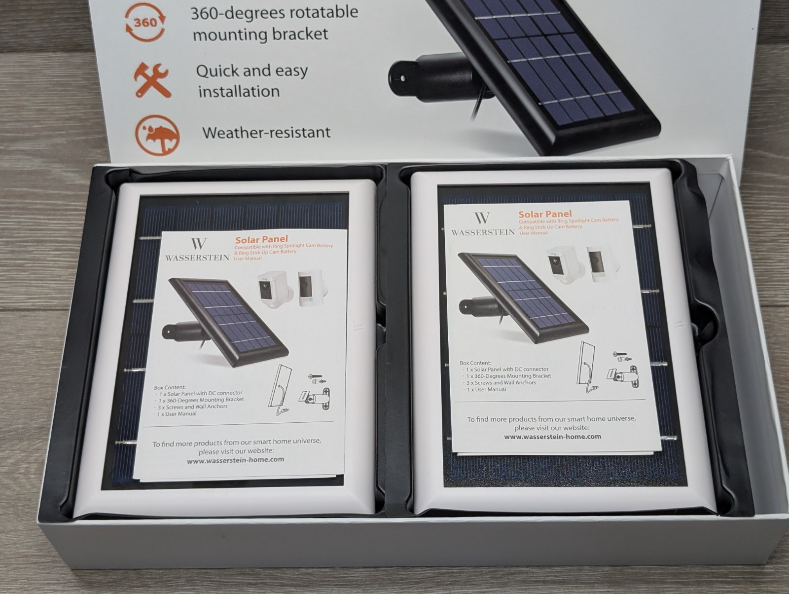 Wasserstein Solar Panel 2-Pack Ring Spotlight/Stick Up Cam Battery White