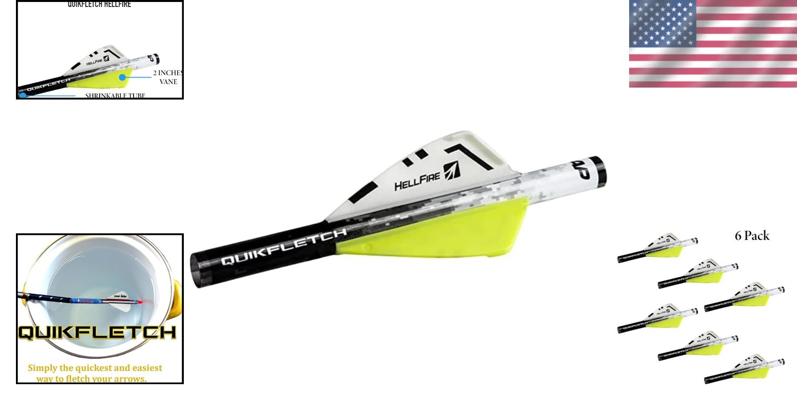 Quick and Easy NAP Quikfletch Hellfire 2" Arrow Fletching, 6-Pack for Home Use