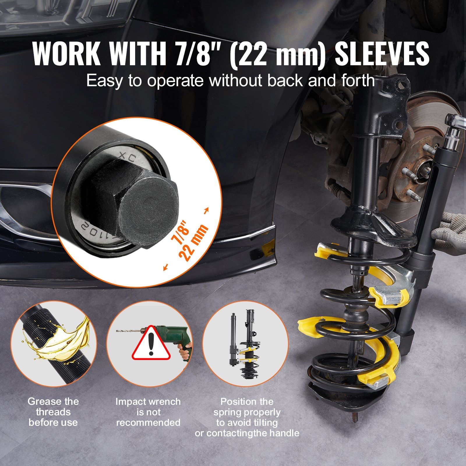 Spring Compressor Set 333lb with Interchangeable Forks & Protective Sleeve