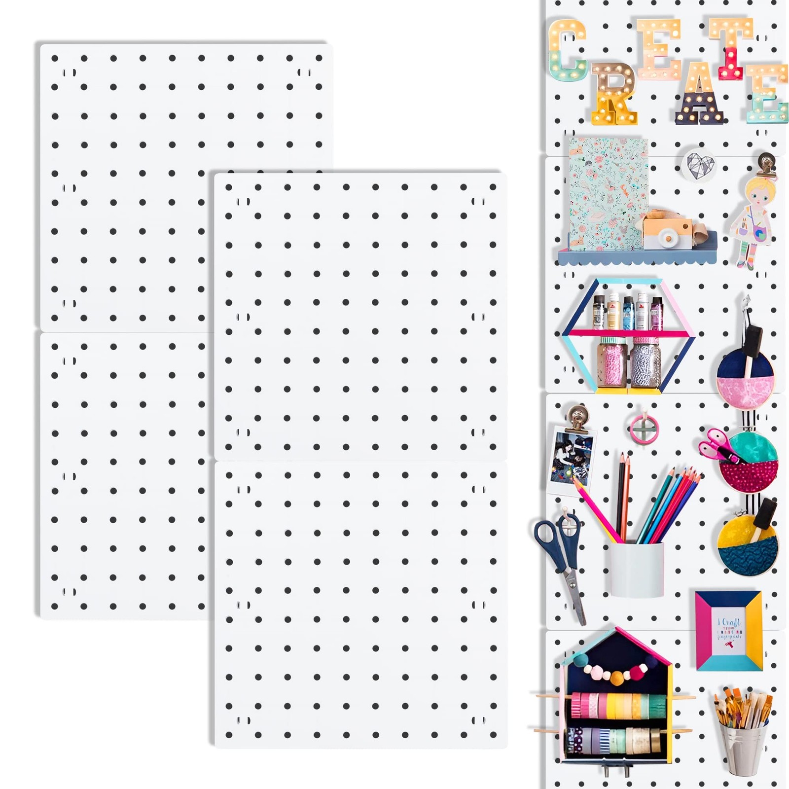 Pegboards, Pegboard Wall Organizer Panels, Peg Boards for Wall, Craft Room, K...