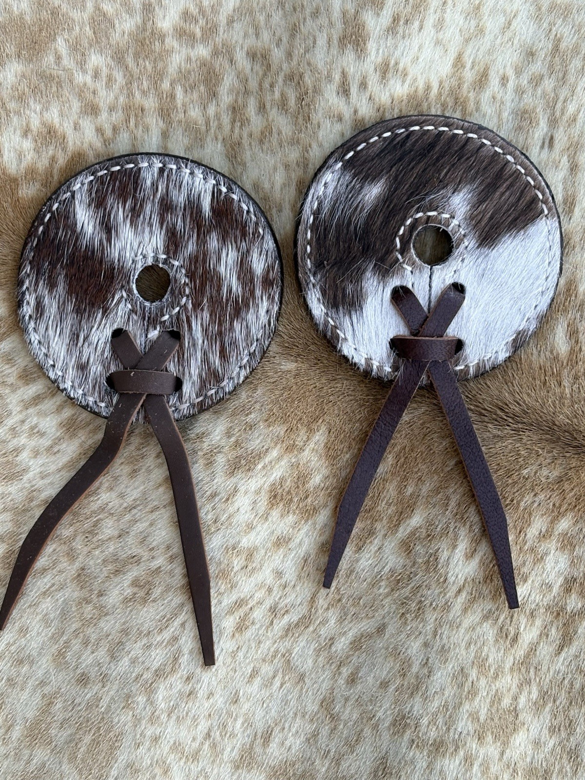 Hair On Leather Bit Guards 3" Size Prevent Rubbing Horse Tack FREE SHIPPING