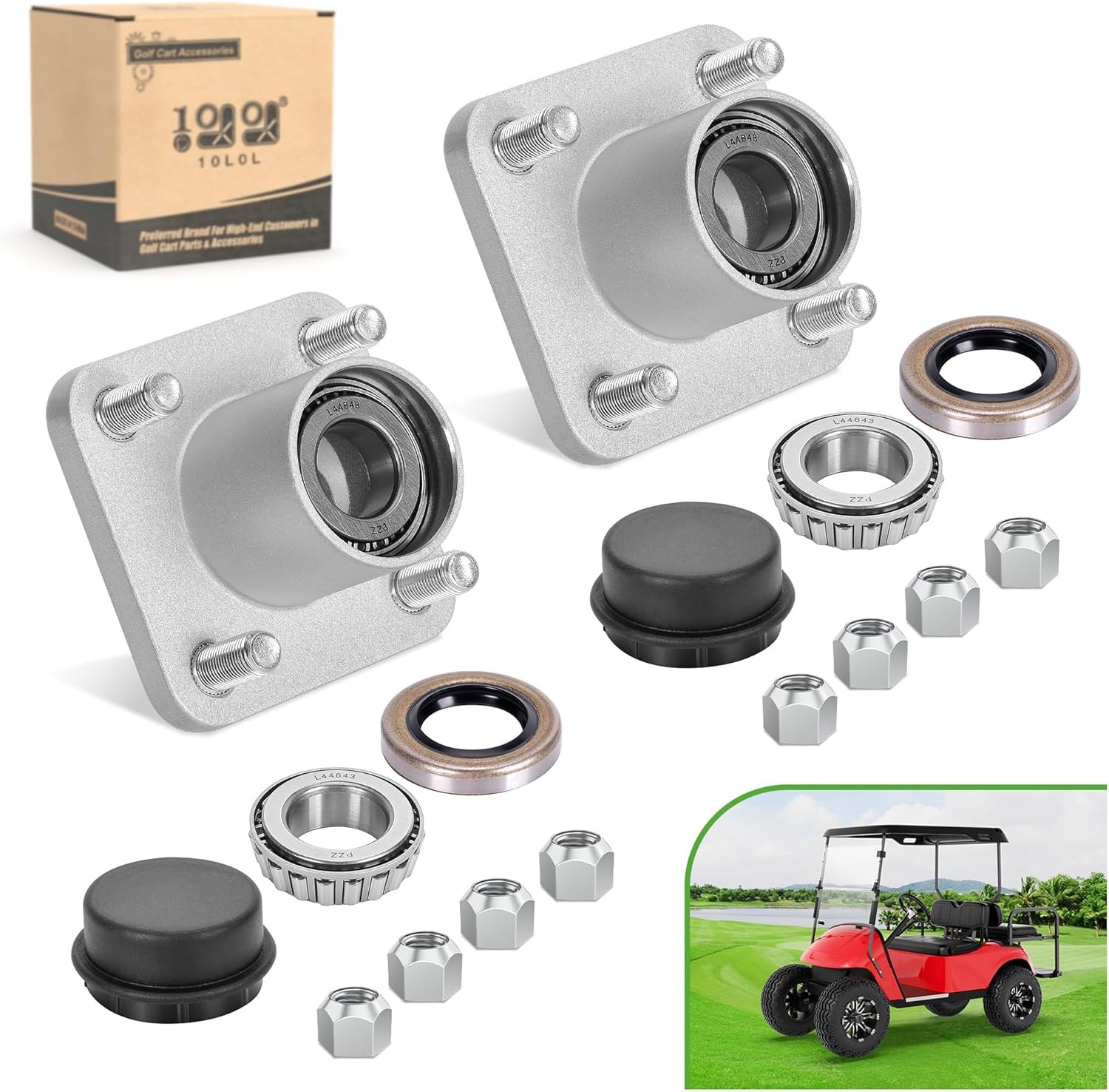 10L0L Golf Cart Front Wheel Hub Assembly with Hub Bearing/Oil Seal/Dust Cover fo