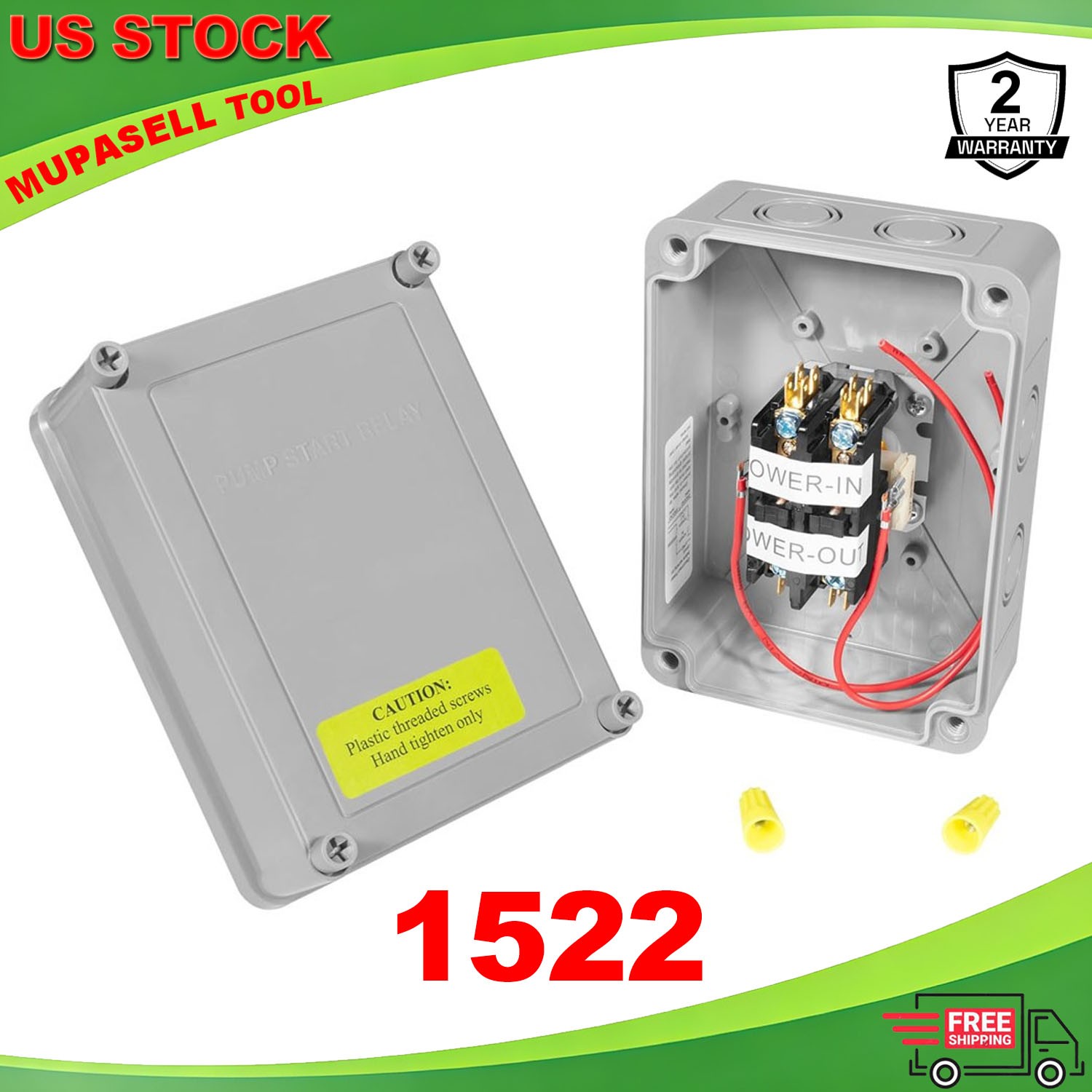 1522 Pump Start Relay for Irrigation Systems 3HP 110V 220V 24V Coil with Housing