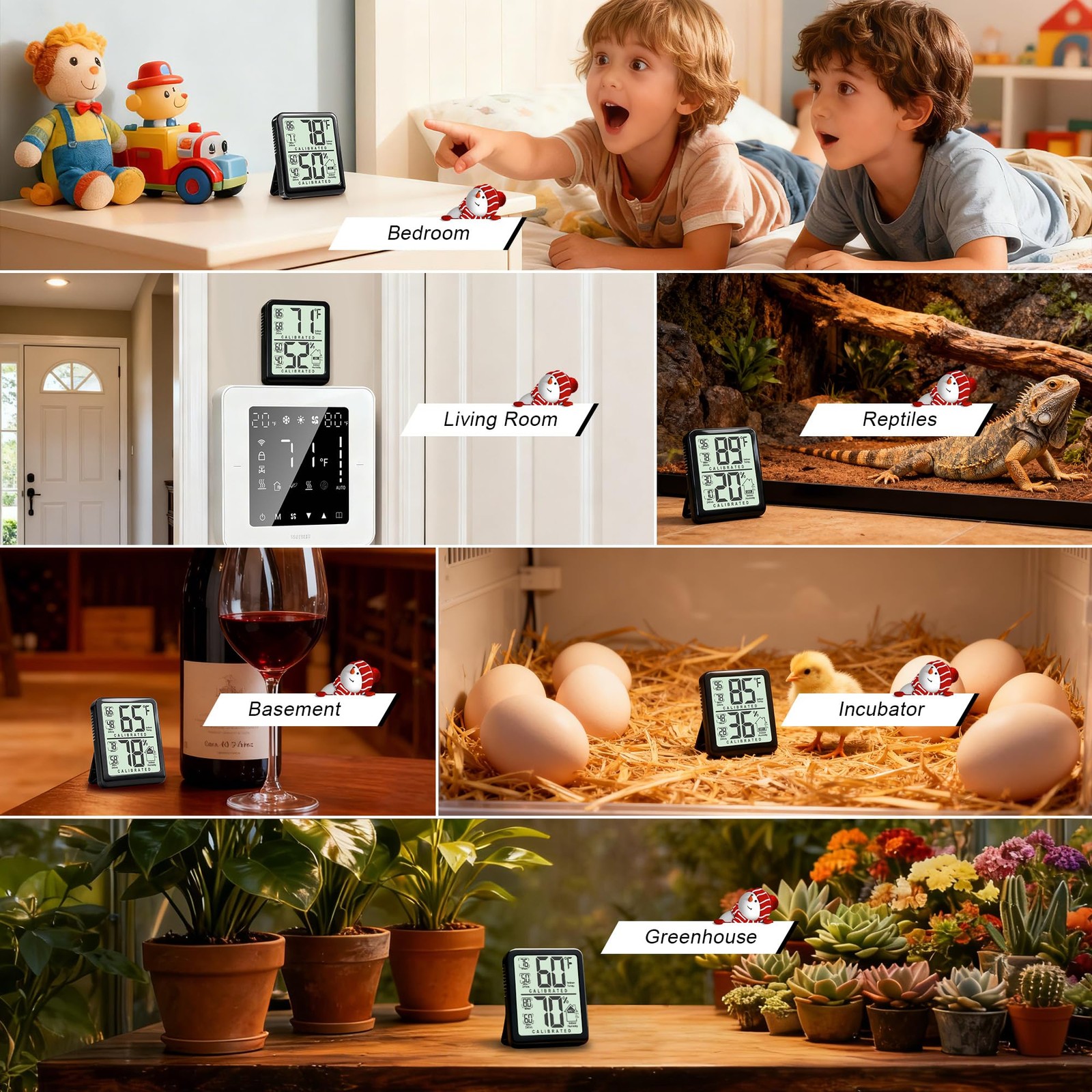 2-Pack Room Thermometer, Digital Small Hygrometer Indoor Thermometer Humidity...