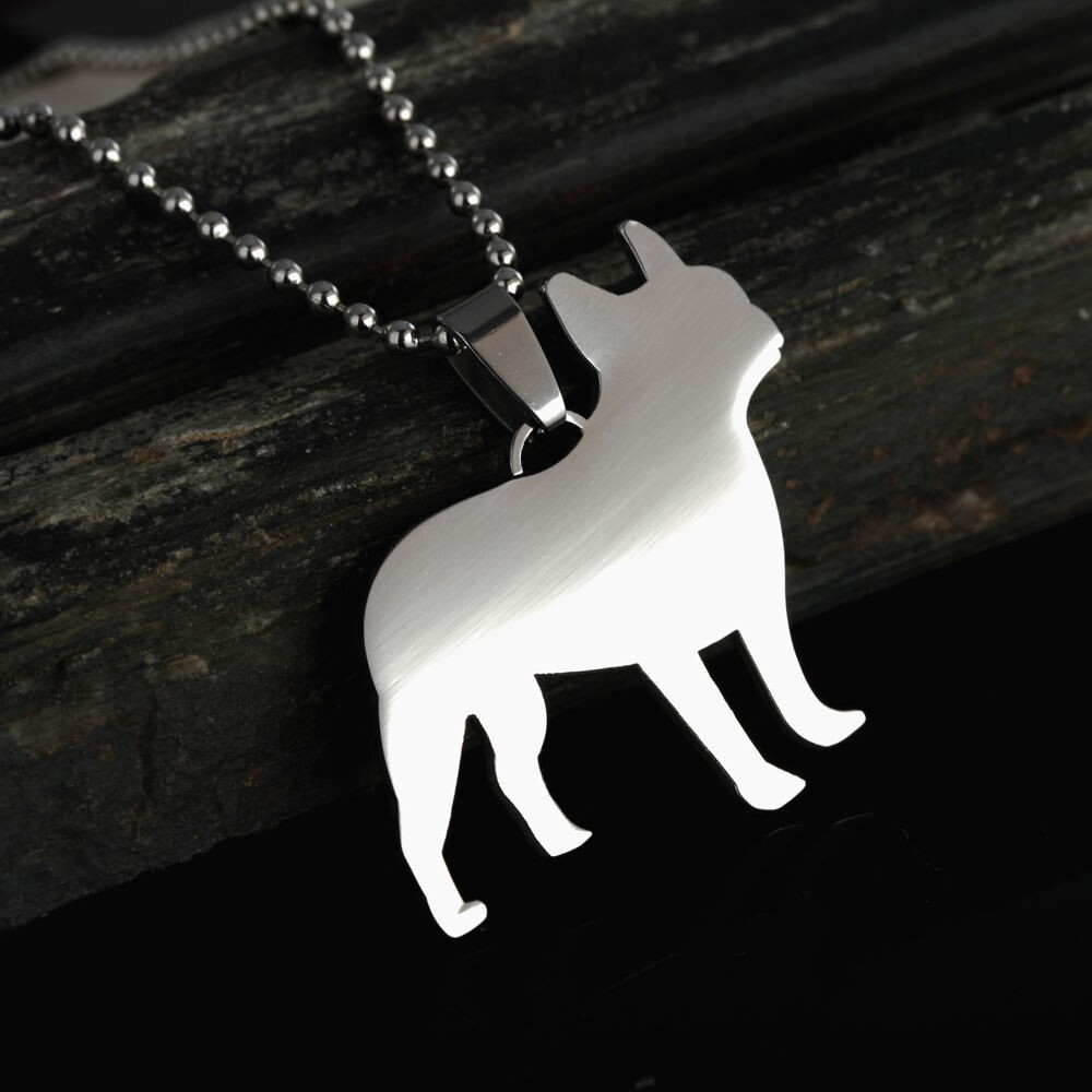 Stainless Steel French Bulldog Frenchie Bouledogue Francais Pet Dog Tag Pendant