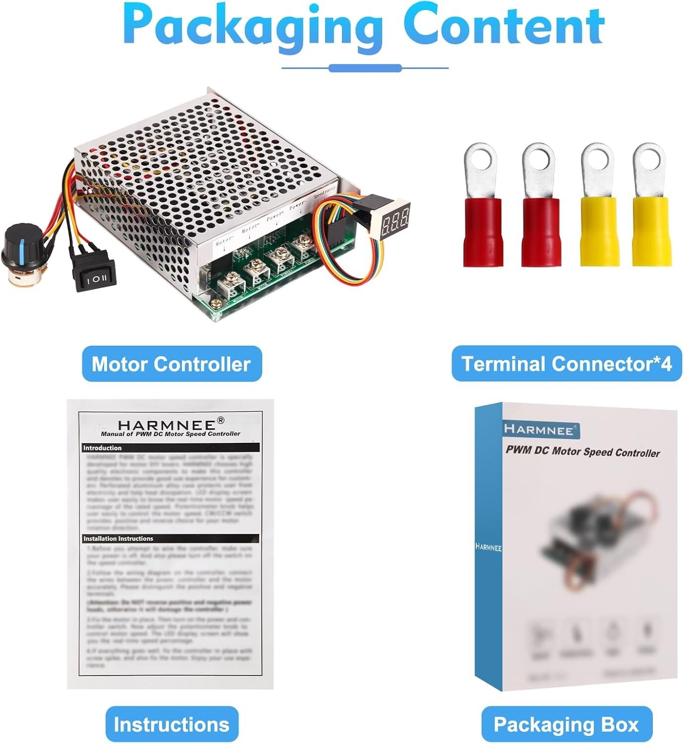 PWM DC Motor Speed Controller 10V-55V 60A, LED Display, Forward-Reverse Switch