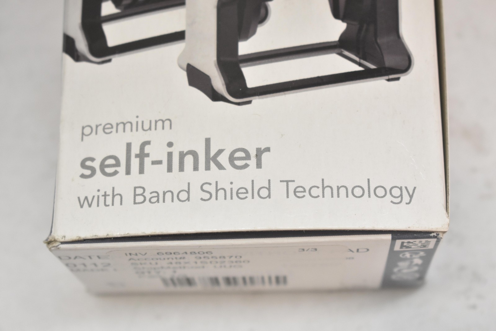 PLUS 2000 Plus Pro Series Self-Inking Date Stamp Band Shield Black Red Office