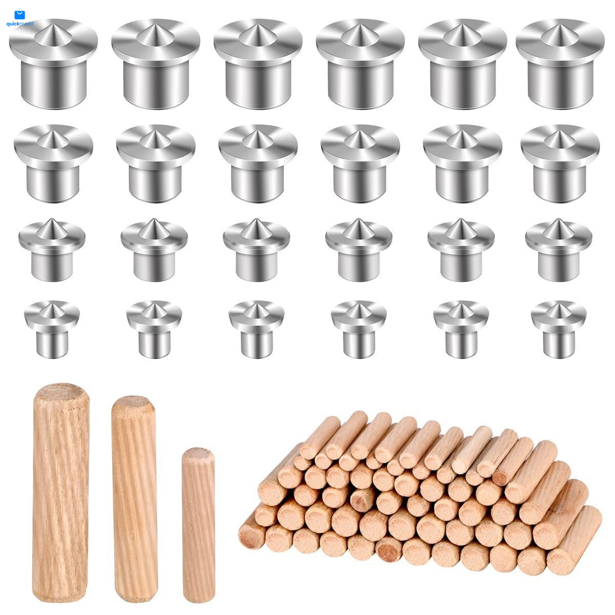 99 Pcs Woodworking Dowel Pin 6mm x 30mm, 8mm x 40mm, 10mm x 12mm x ?
