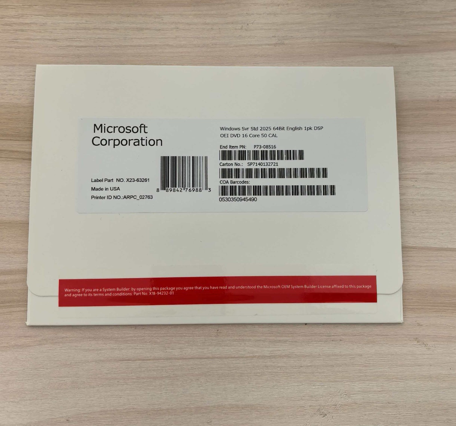 Microsoft Windows Server 2025 Standard 64Bit 16 Core-50 Cal Free shipping