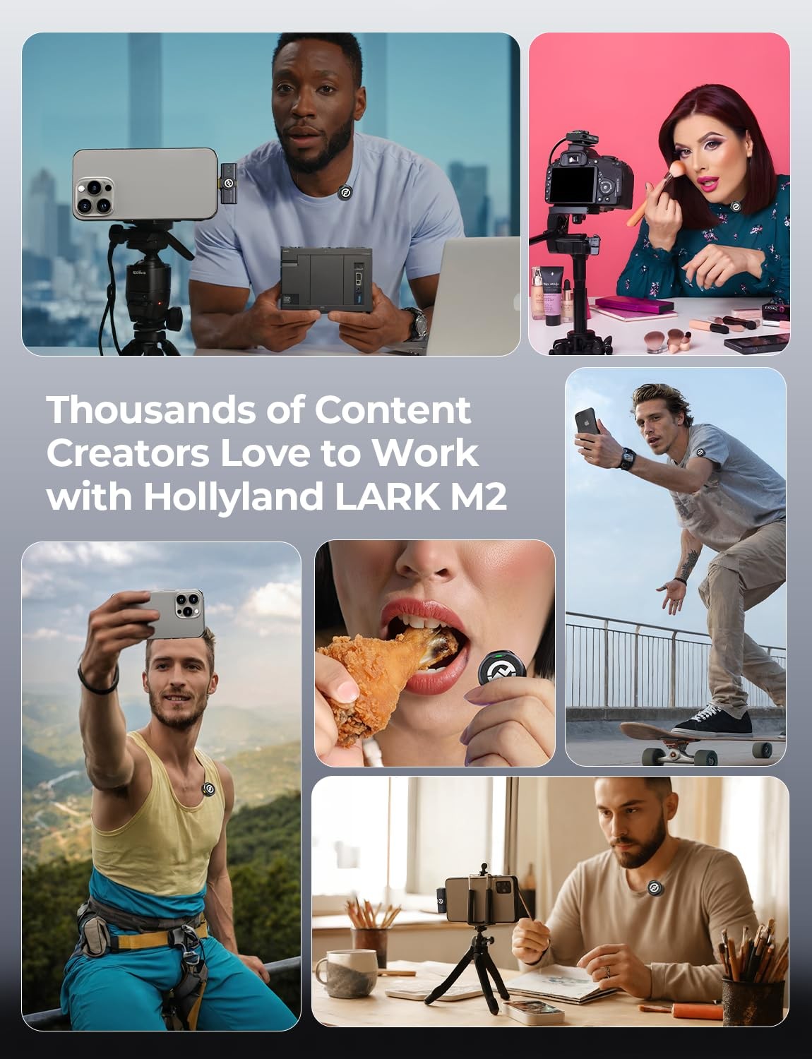 Hollyland Lark M2 Wireless Microphone for iPhone/Camera/Android/PC 48kHz/24 bit