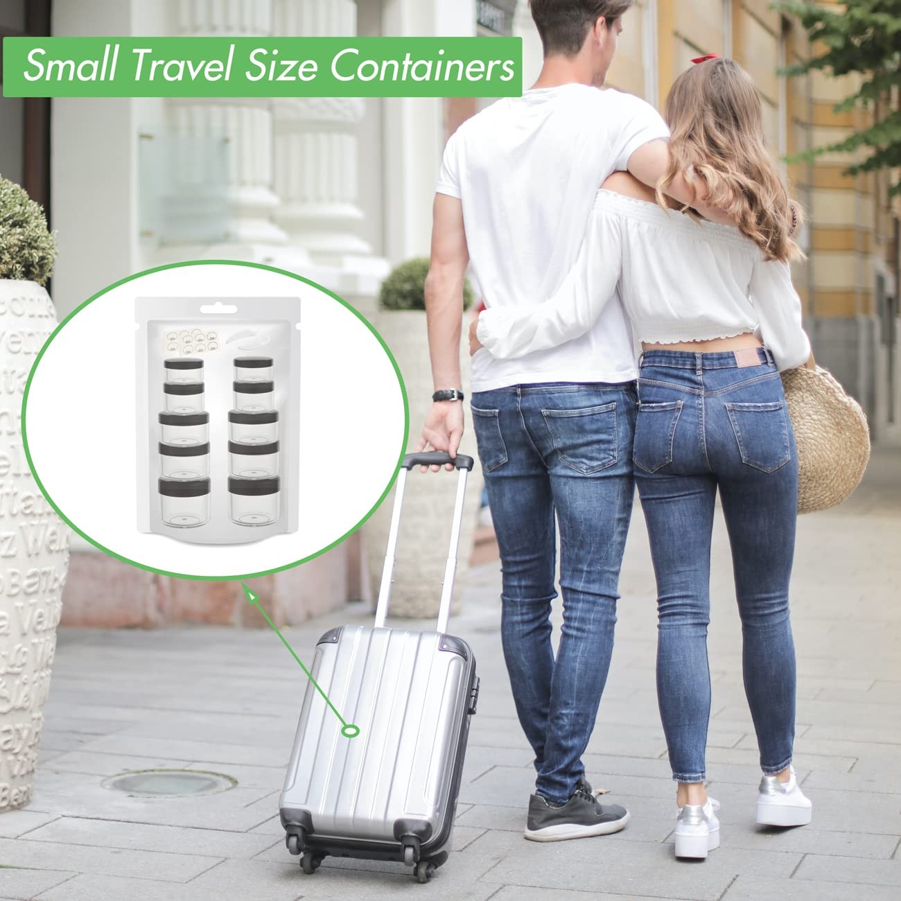 ZEJIA 10pcs Small Travel Containers, Black Sample Jars with 10pcs,