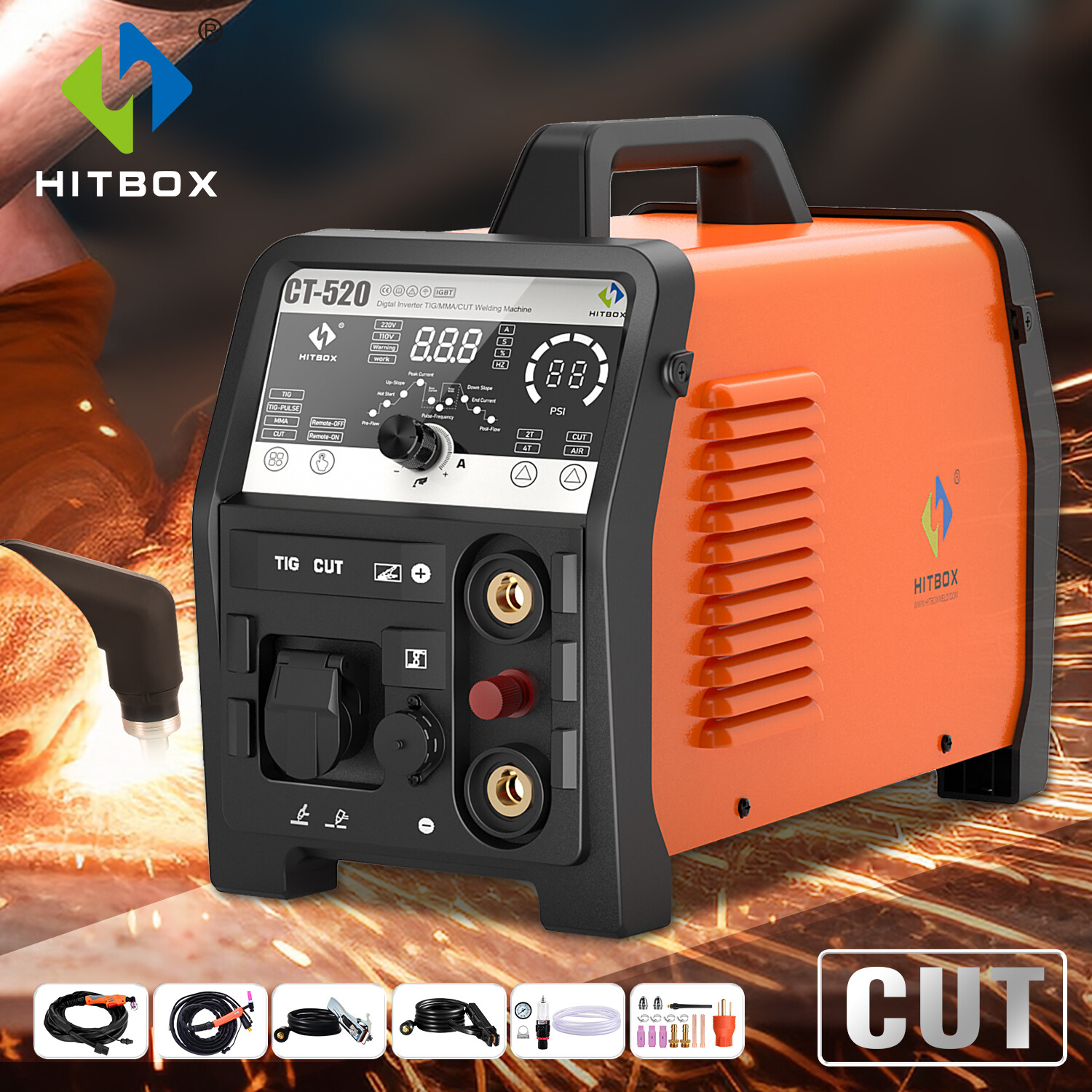USA Non-touch Air Plasma Cutter 200A TIG/MMA/Pulse TIG Welder & foot pedal