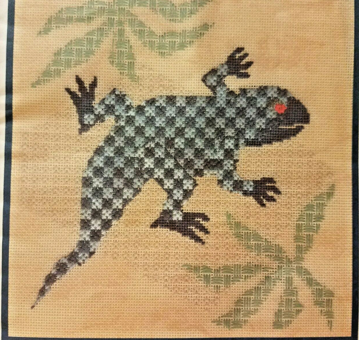 Finger Step IGGY CREEPIN' LIZARDS 7x7" needlepoint pattern 2005 Susan Jones
