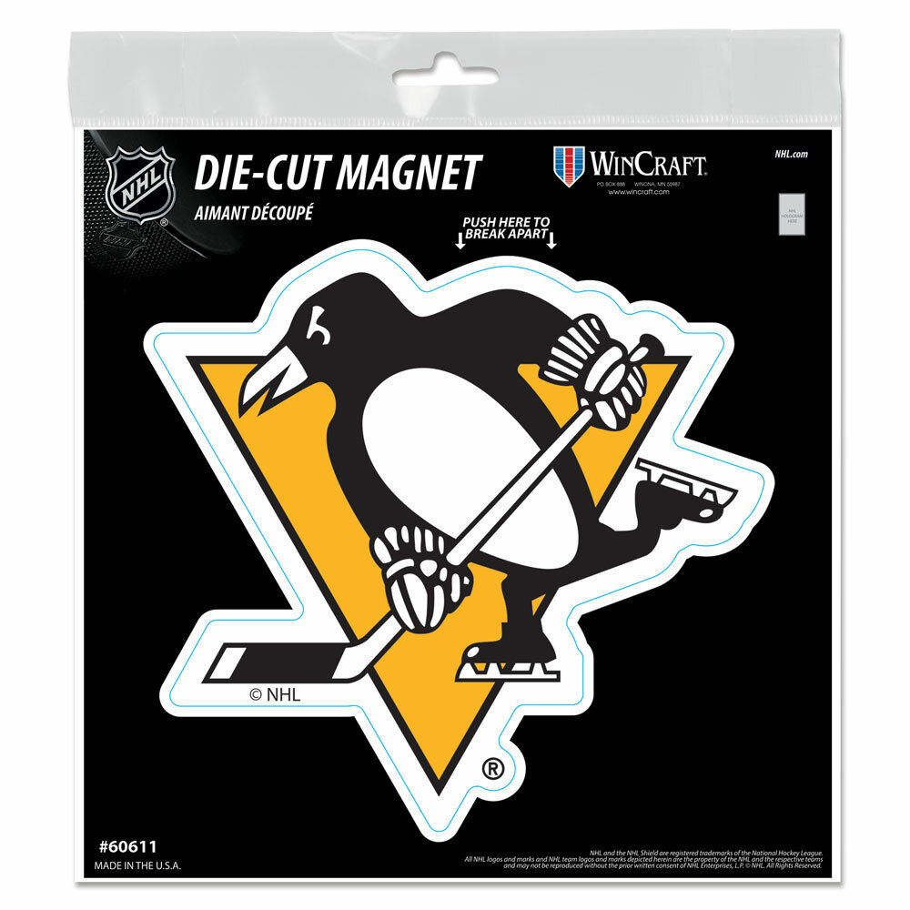 PITTSBURGH PENGUINS 6"X6" DIE-CUT MAGNET FOR INDOOR OR OUTDOOR USE HIGH QUALITY