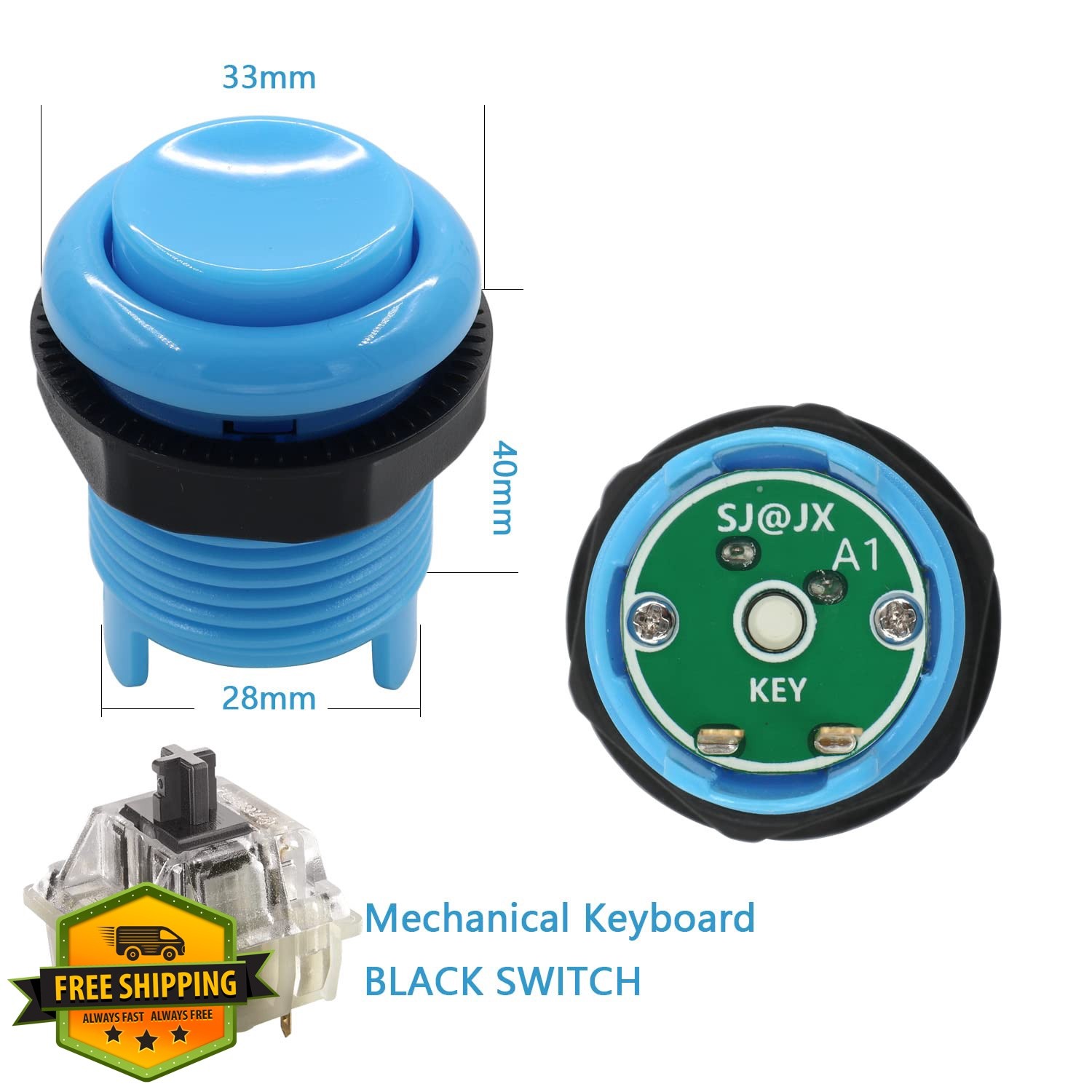 SJ@JX Arcade 28mm Concave Push Button Keyboard MX Microswitch Screw-in Type B...