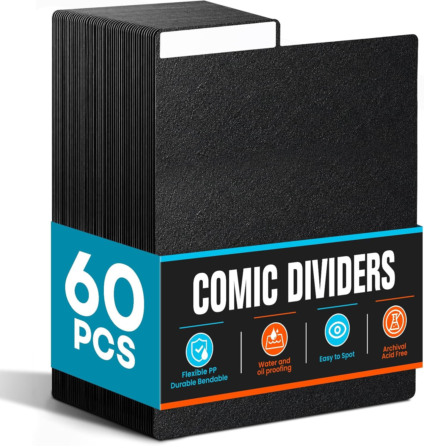 Soft Lightweight Black Comic Dividers - 60 Pack Soft Lightweight Polyethylene Pl