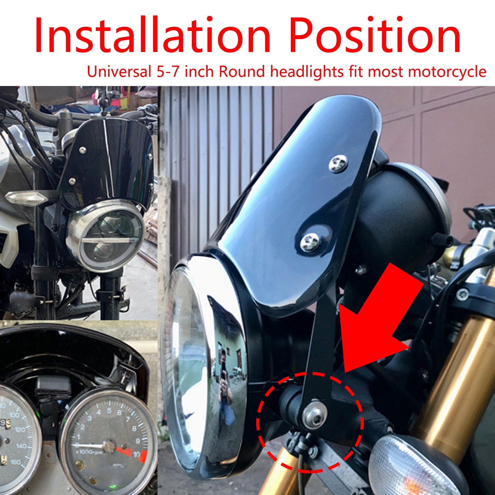 Motorcycle 5''-7" Round Headlight Windshield Windscreen For Victory High Ball