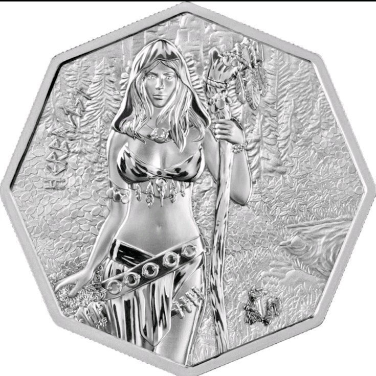 2025 Germania Witchcraft Herbalist BU 1 oz Silver Coin in capsule, COA, Pouch