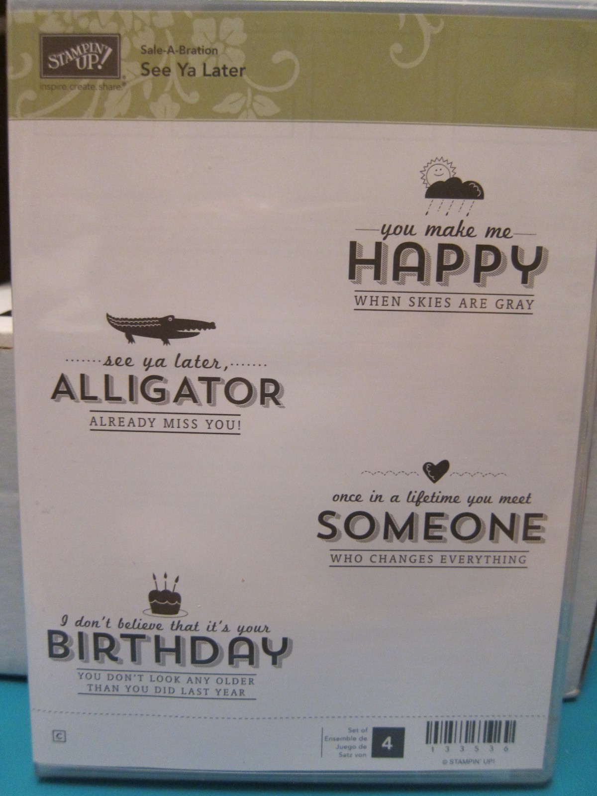 BRAND NEW Stampin Up "See Ya Later" - WOOD-Mount Stamp  Set
