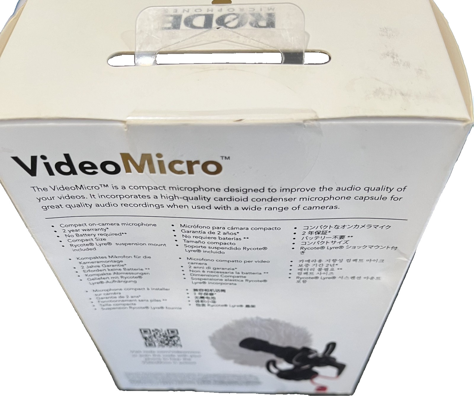 Rode Microphones VideoMicro Compact On-Camera Microphone New Unopen Box