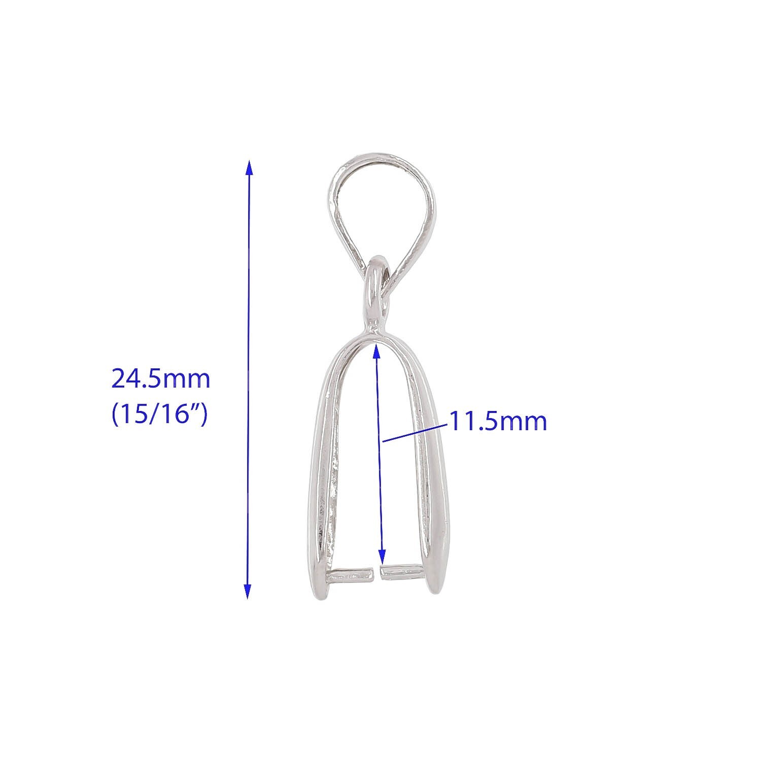 Sterling Silver Long Pinch Bail Pendant Clasp #99598