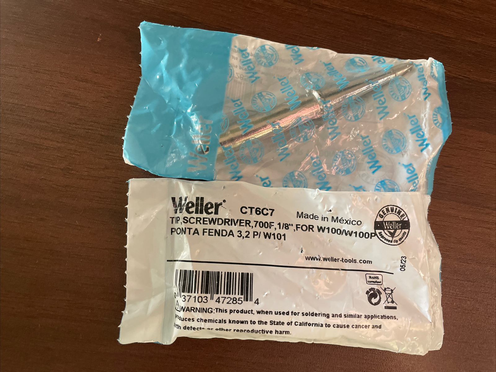 Weller CT6C7 Tip, Screwdriver, 700F, 1/8”, For W100/W100P
