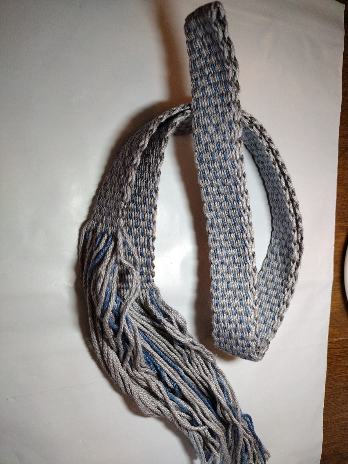 SALE! 235097:  Powder Horn Strap belt cotton 38"x 1" medium gray & steely blue