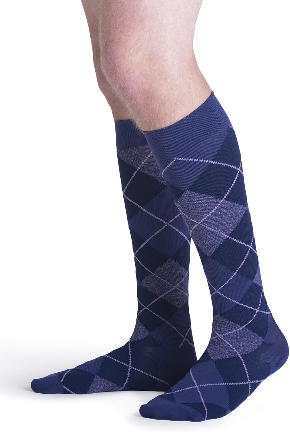 SIGVARIS Microfiber Shades Calf-High Socks 20-30mmHg Purple Argyle (Small Short)
