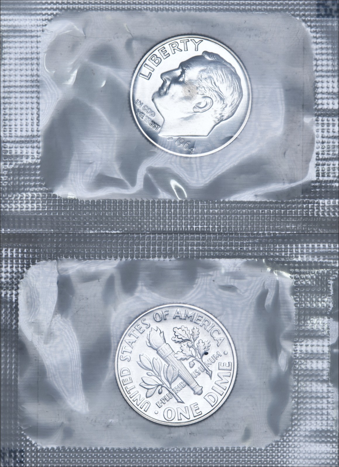 1964 Roosevelt Dime Silver Gem Proof in original mint cello (1 random coin)