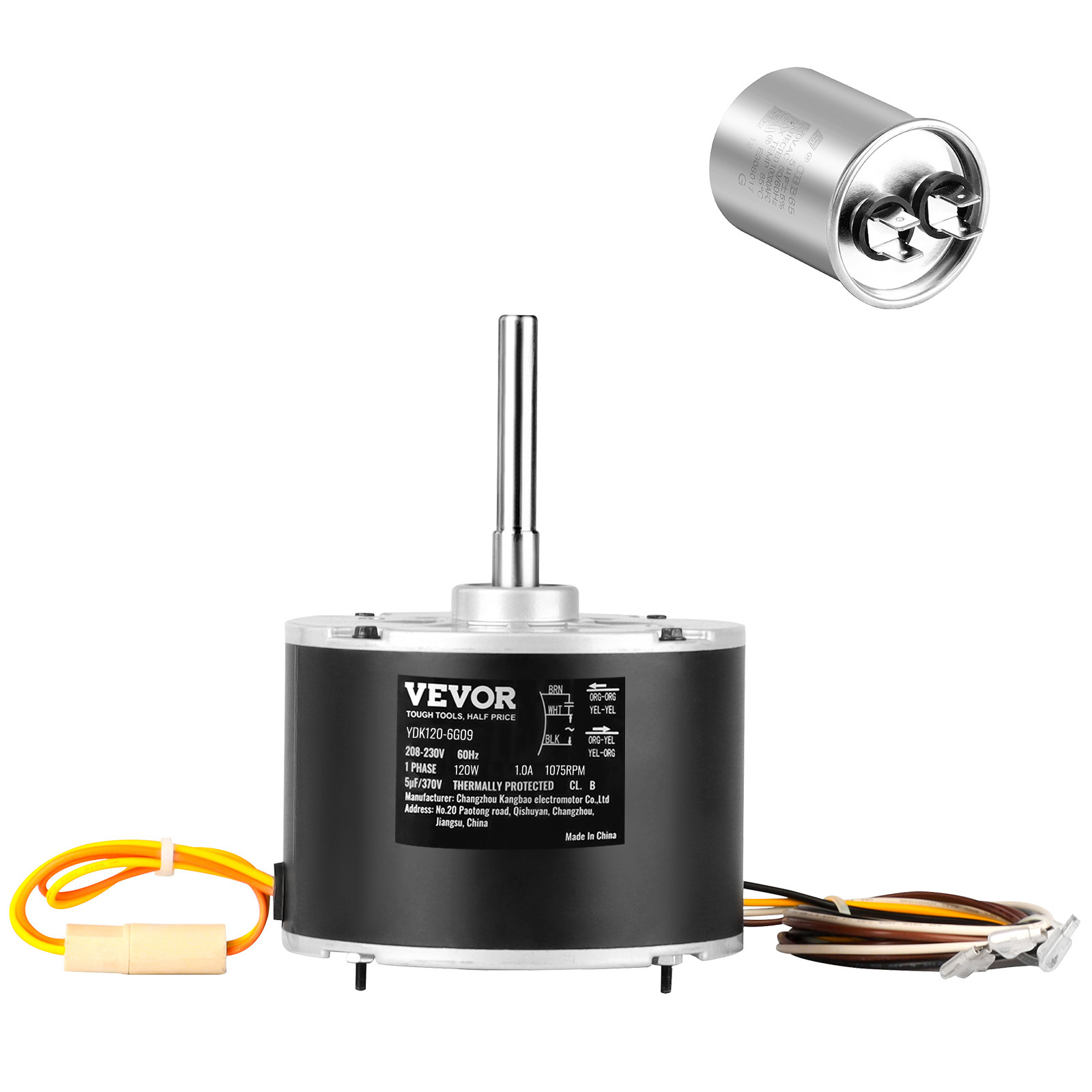 VEVOR Condenser Fan Motor 1/6HP 1075RPM 1.0A 208-230V OGD1016