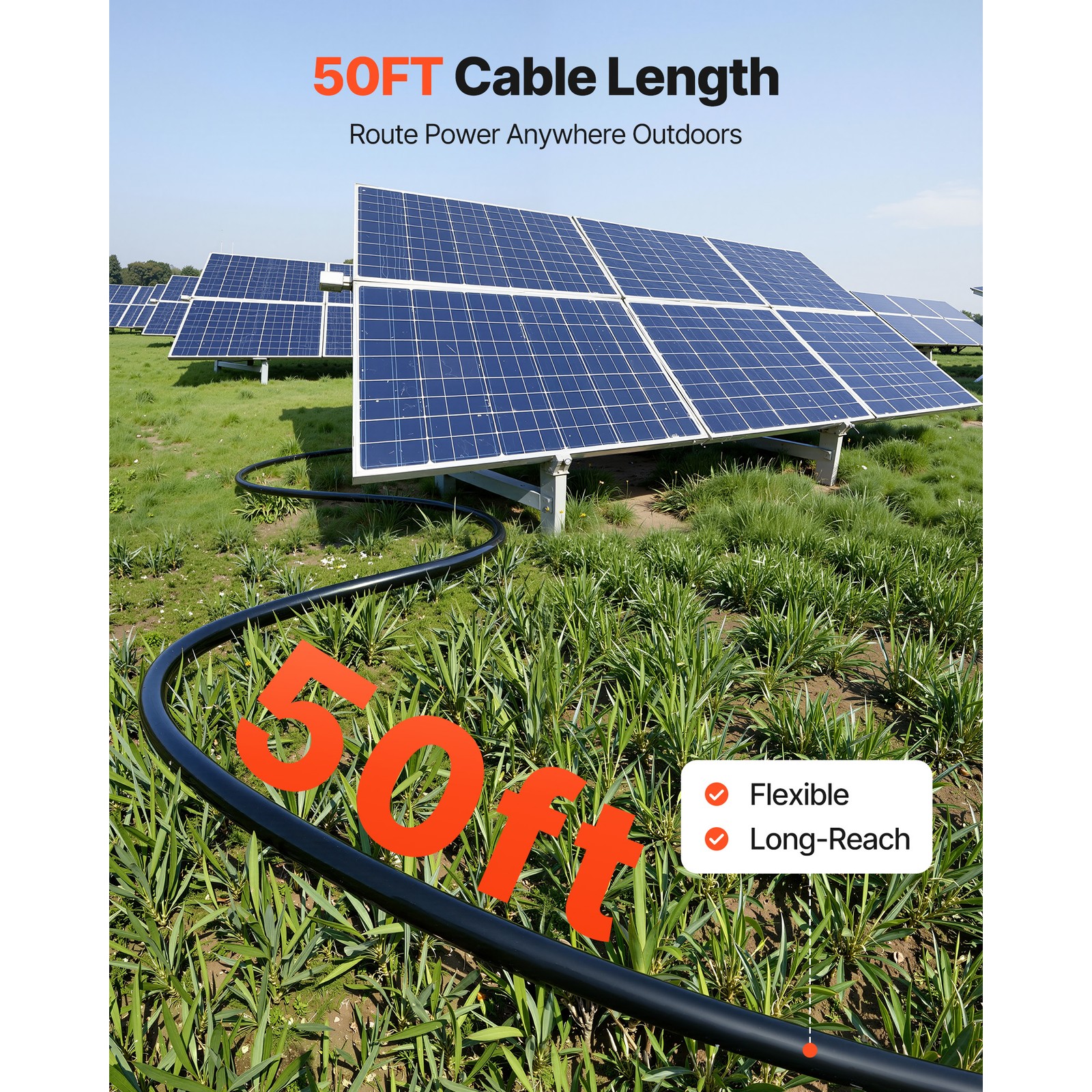 50 FT Solar Panel Extension Wire Black & Red 10 AWG Tinned Copper Wire