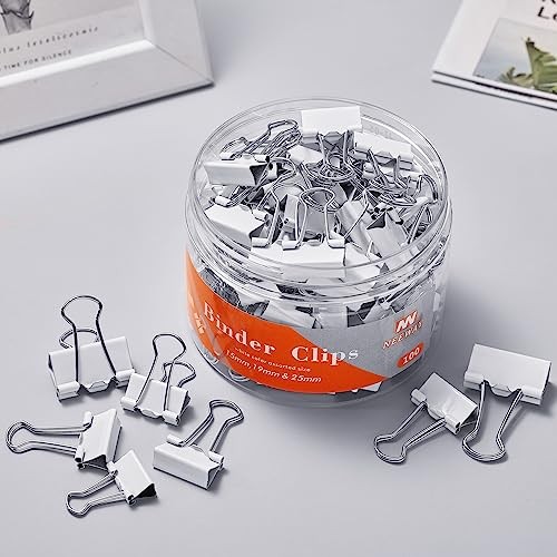 Binder Clips Assorted Sizes, White Binder Clips Set for Office and Home Use -