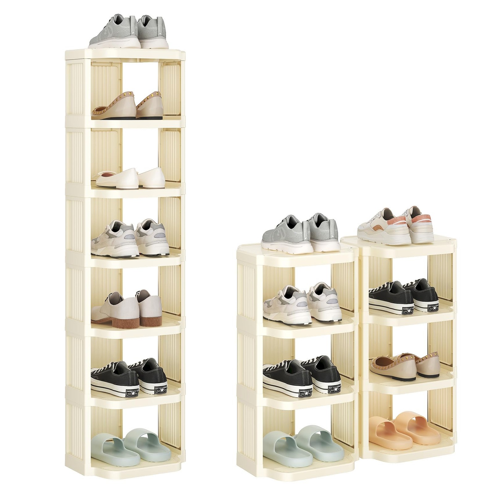 Vertical Shoe Rack: 8 Tiers Stackable Shoe Rack for Closet DIY Free Standing ...
