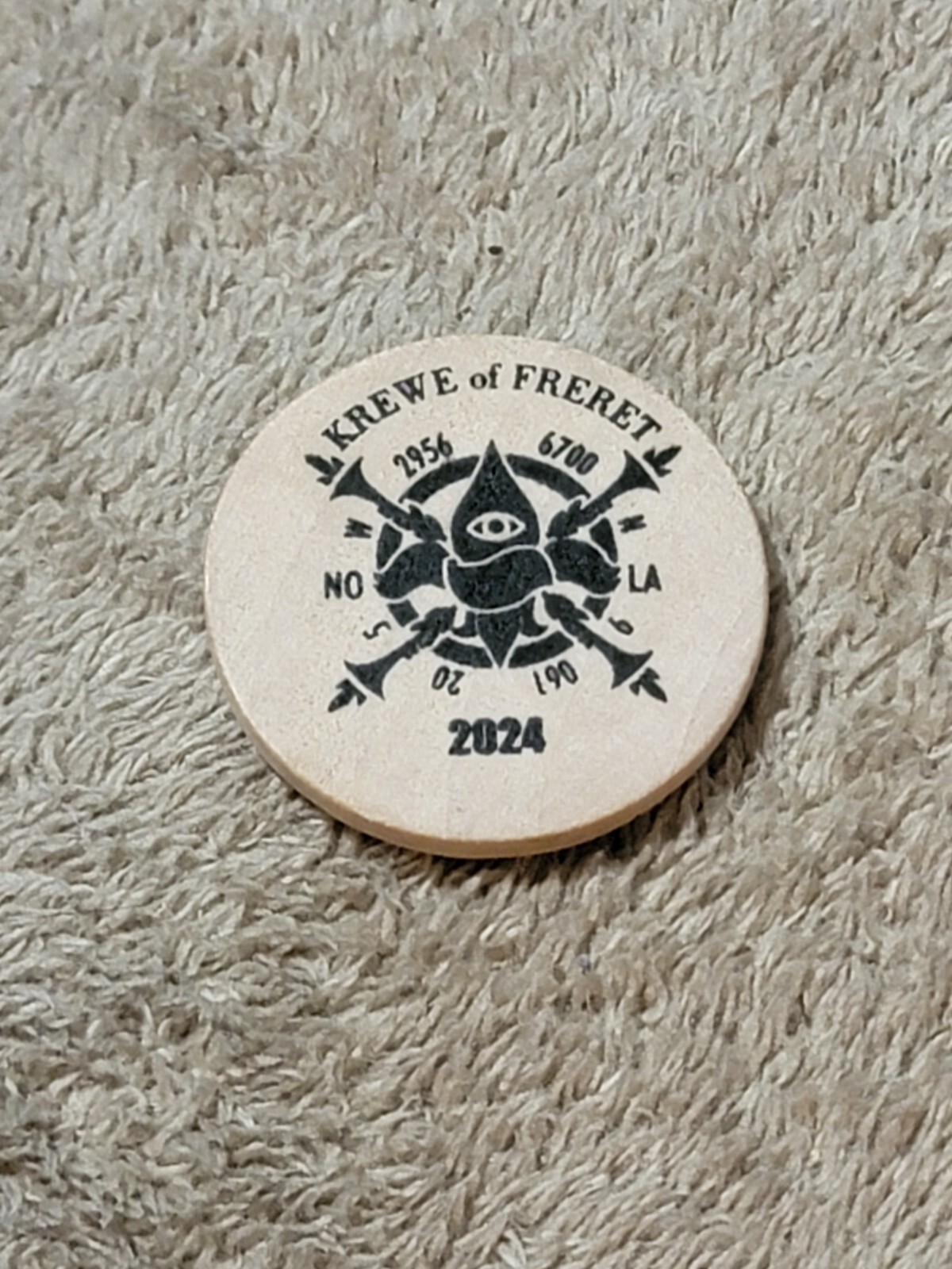 2024 Mardi Gras Krewe Of Freret Captains Wooden Nickle