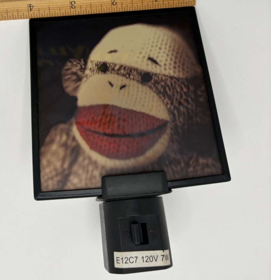 Night Light Sock Monkey Picture w/ Bulb Works