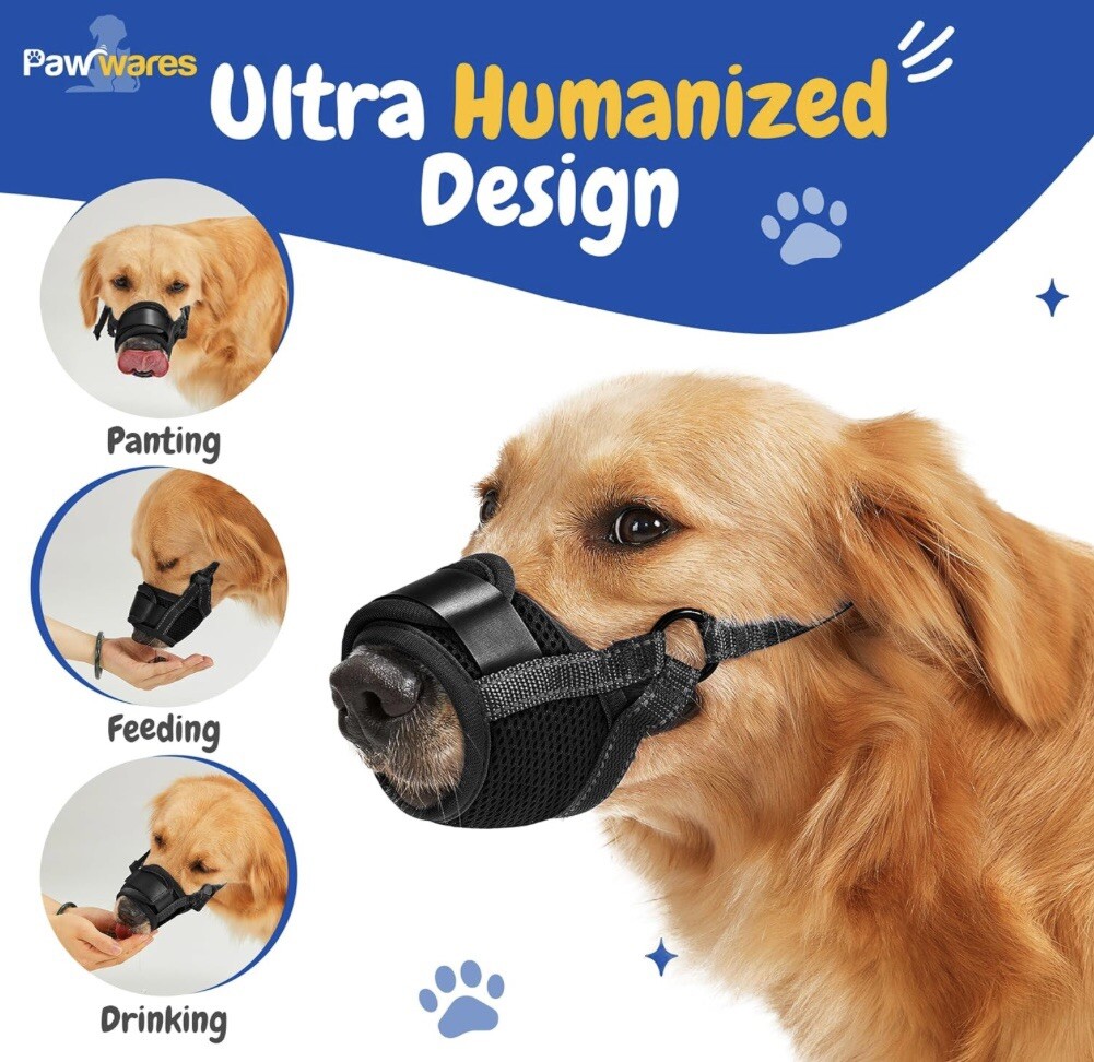 2-Pack Dog Muzzle Soft Mesh Adjustable Anti Bite Barking Chewing Training S-XXL