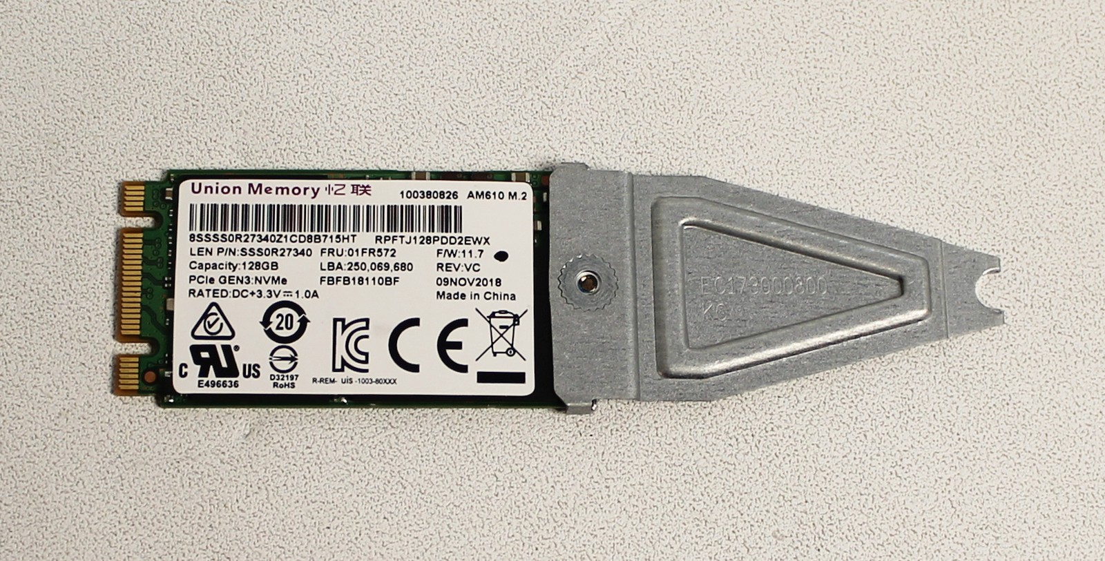 SSS0R27340 Lenovo SSD 128GB 2242 NVMe M.2 PCIe Gen3 IdeaPad Flex 6 Grade A