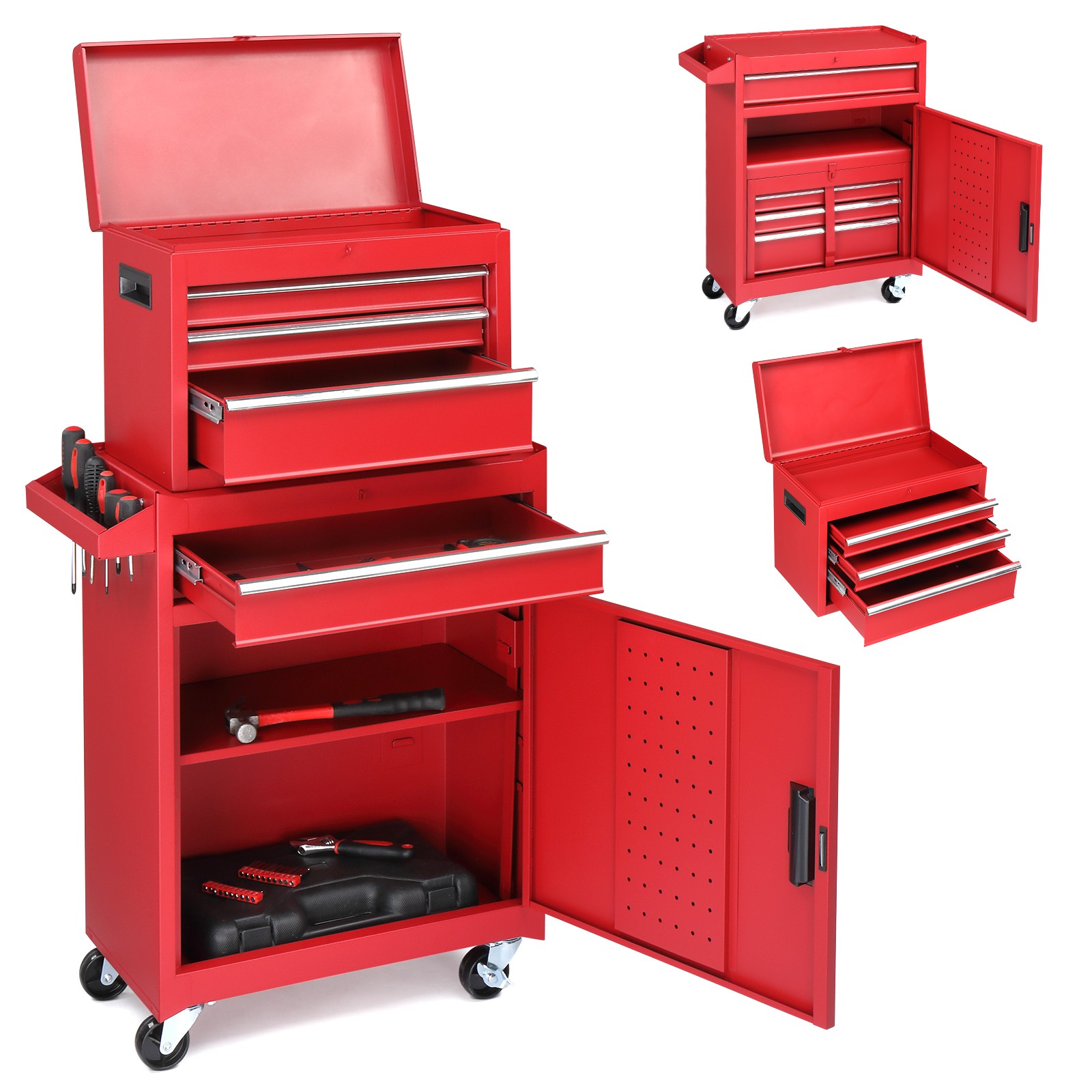 4-Drawer Rolling Tool Chest with Drawers & Handle Tool Organizer Tool Cabinet