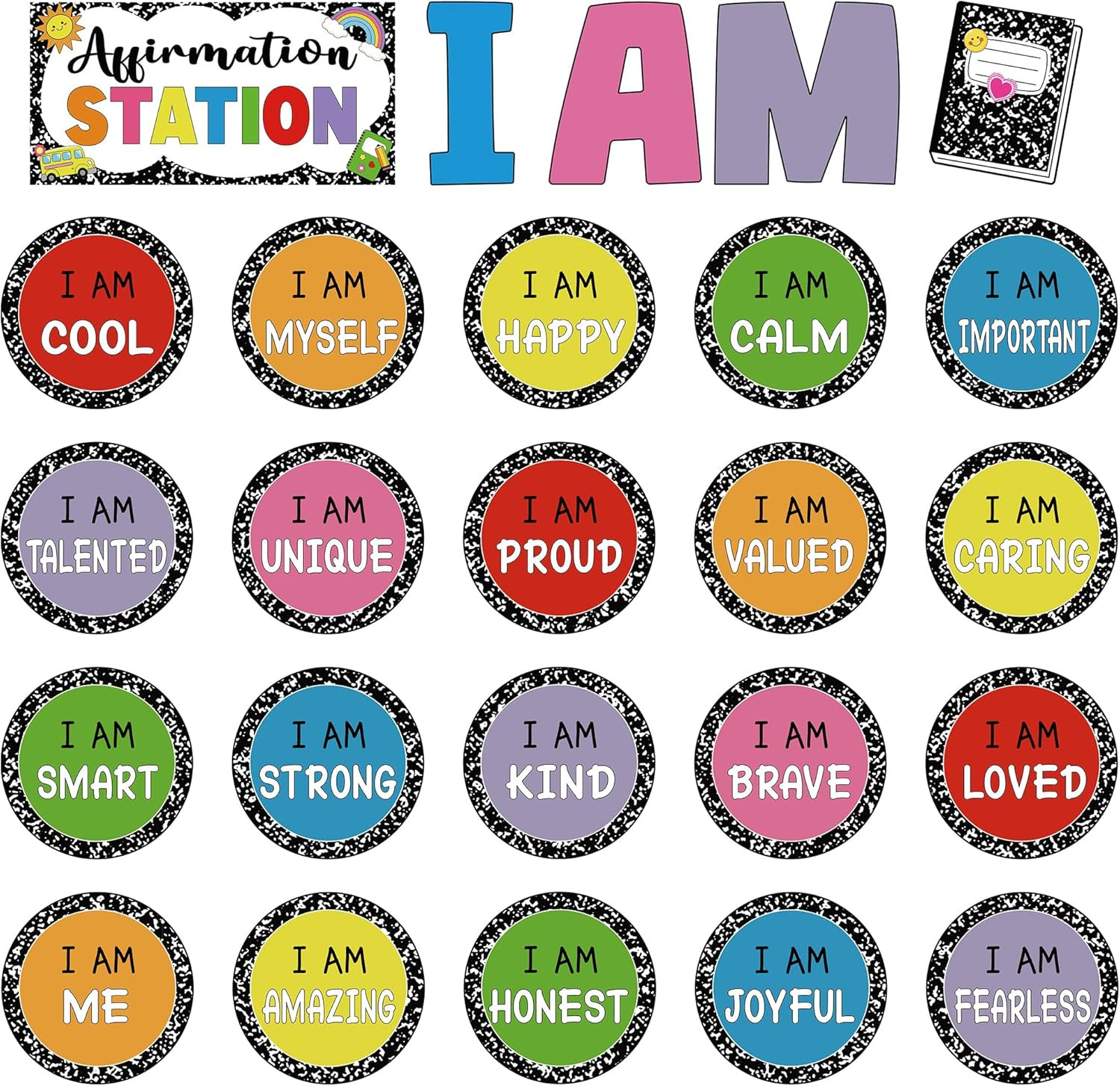 Composition Affirmation Station Bulletin Board Set Colorful Motivational Bulleti